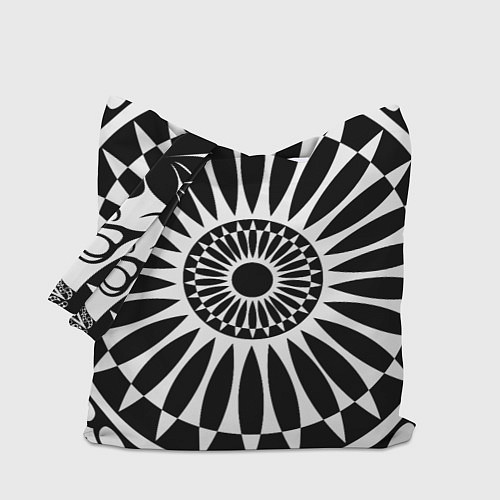 Сумка-шоппер Черно белый узор с радиусами / 3D-принт – фото 1