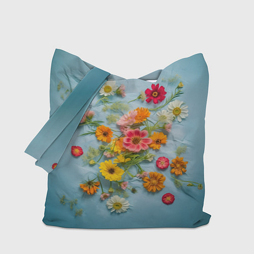 Сумка-шоппер Букет полевых цветов на ткани / 3D-принт – фото 1