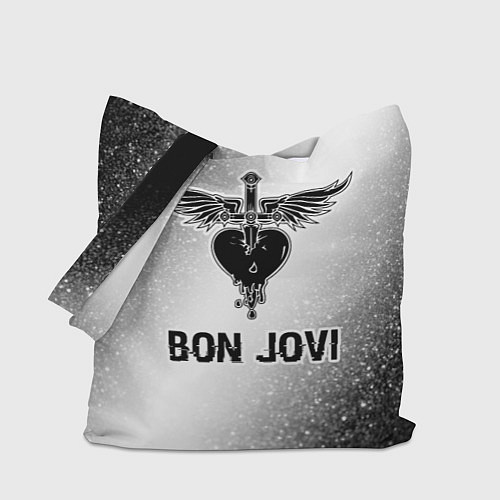 Сумка-шоппер Bon Jovi glitch на светлом фоне / 3D-принт – фото 1