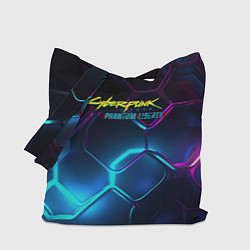Сумка-шопер Neon cyberpunk logo, цвет: 3D-принт