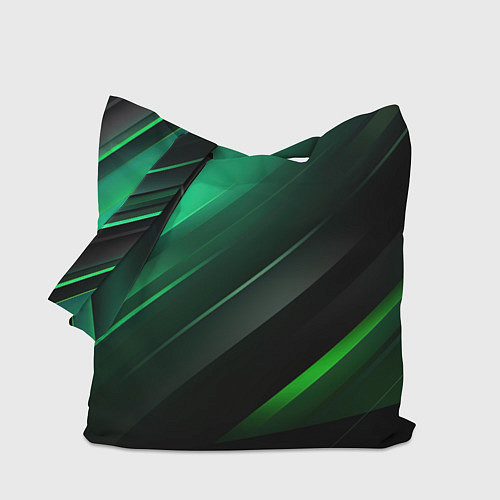 Сумка-шоппер Black green abstract / 3D-принт – фото 1