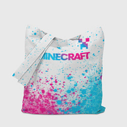 Сумка-шопер Minecraft neon gradient style: символ сверху, цвет: 3D-принт