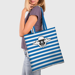 Сумка-шопер Тельняшка синяя - логотип вдв, цвет: 3D-принт — фото 2