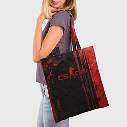 Сумка-шопер CS GO black red brushes, цвет: 3D-принт — фото 2