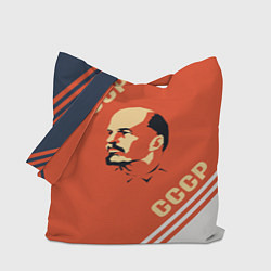 Сумка-шопер Ленин на красном фоне, цвет: 3D-принт