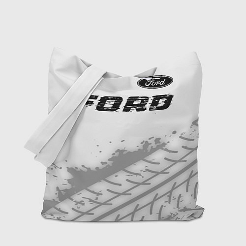 Сумка-шоппер Ford speed на светлом фоне со следами шин: символ / 3D-принт – фото 1