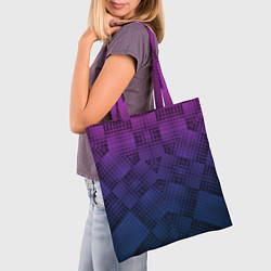 Сумка-шопер Пурпурно-синий геометрический узор, цвет: 3D-принт — фото 2
