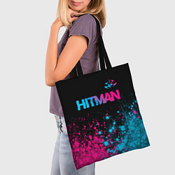 Сумка-шопер Hitman - neon gradient: символ сверху, цвет: 3D-принт — фото 2