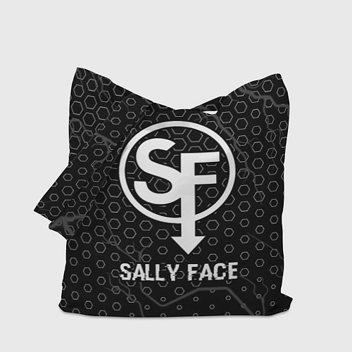 Сумка-шоппер Sally Face glitch на темном фоне / 3D-принт – фото 1