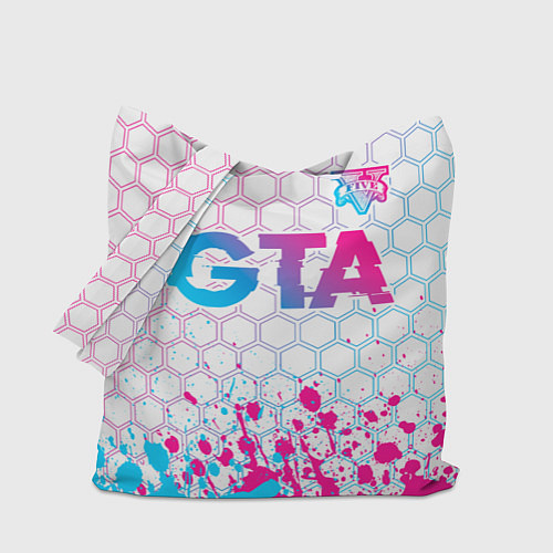 Сумка-шоппер GTA neon gradient style: символ сверху / 3D-принт – фото 1