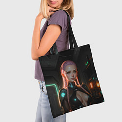 Сумка-шопер Красивая девушка киберпанк, цвет: 3D-принт — фото 2