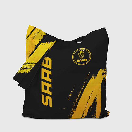 Сумка-шоппер Saab - gold gradient: надпись, символ / 3D-принт – фото 1