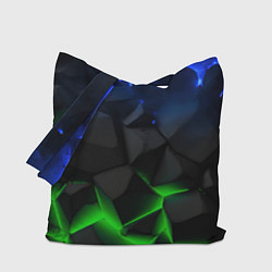 Сумка-шопер Разлом синих и зеленых плит, цвет: 3D-принт