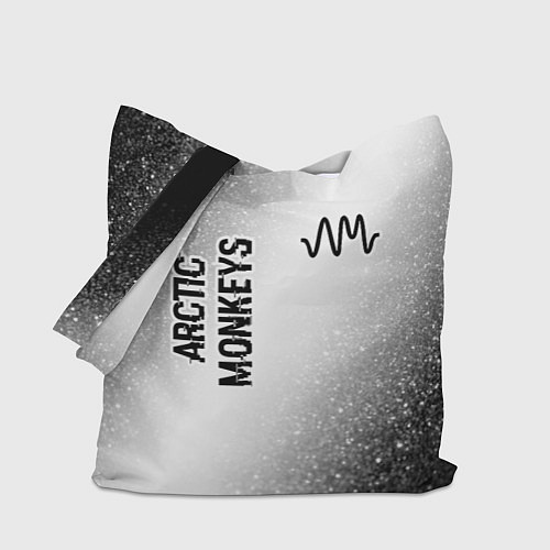 Сумка-шоппер Arctic Monkeys glitch на светлом фоне: надпись, си / 3D-принт – фото 1