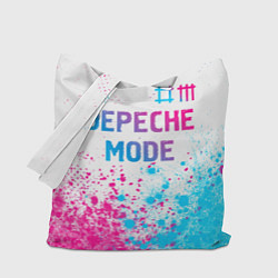 Сумка-шопер Depeche Mode neon gradient style: символ сверху, цвет: 3D-принт