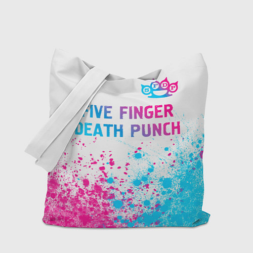 Сумка-шоппер Five Finger Death Punch neon gradient style: симво / 3D-принт – фото 1