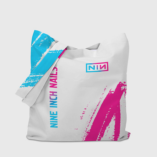 Сумка-шоппер Nine Inch Nails neon gradient style: надпись, симв / 3D-принт – фото 1