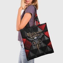 Сумка-шопер Baldurs Gate 3 logo red black, цвет: 3D-принт — фото 2