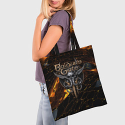 Сумка-шопер Baldurs Gate 3 logo gold and black, цвет: 3D-принт — фото 2
