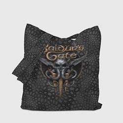 Сумка-шопер Baldurs Gate 3 logo dark black, цвет: 3D-принт