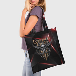 Сумка-шопер Baldurs Gate 3 logo black red, цвет: 3D-принт — фото 2