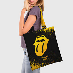 Сумка-шопер Rolling Stones - gold gradient, цвет: 3D-принт — фото 2