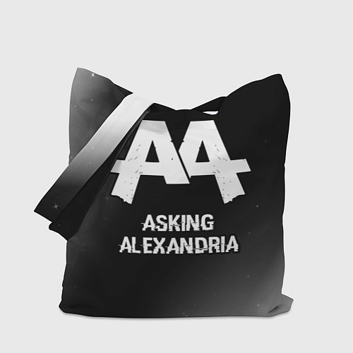 Сумка-шоппер Asking Alexandria glitch на темном фоне / 3D-принт – фото 1
