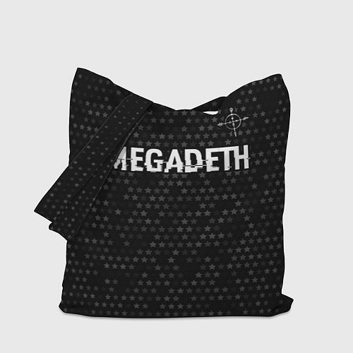 Сумка-шоппер Megadeth glitch на темном фоне: символ сверху / 3D-принт – фото 1