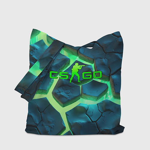 Сумка-шоппер CS GO green texture logo / 3D-принт – фото 1