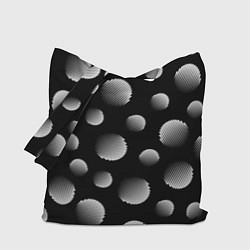 Сумка-шопер Шары в полоску на черном фоне, цвет: 3D-принт