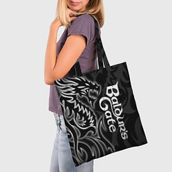 Сумка-шопер Балдурс гейт 3 - черный дракон, цвет: 3D-принт — фото 2