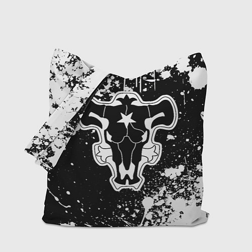 Сумка-шоппер Черный клевер - брызги и бык / 3D-принт – фото 1