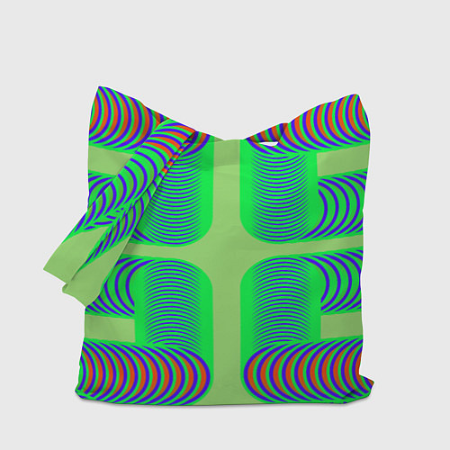 Сумка-шоппер Дуги на зеленом фоне / 3D-принт – фото 1