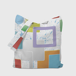 Сумка-шопер Абстрактный фон красочные квадраты гранж, цвет: 3D-принт