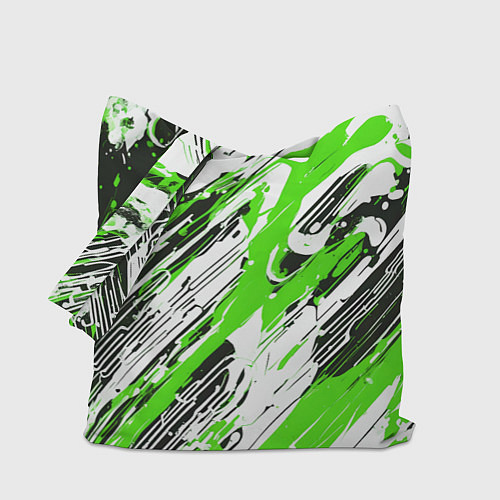 Сумка-шоппер Спонтанные брызги зелёные / 3D-принт – фото 1