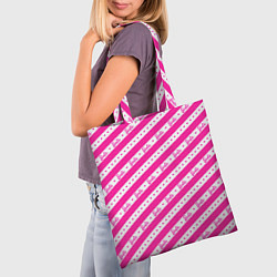 Сумка-шопер Барби и розовые полосы, цвет: 3D-принт — фото 2
