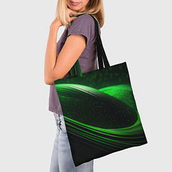 Сумка-шопер Зеленые абстрактные волны, цвет: 3D-принт — фото 2
