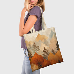 Сумка-шопер Осенний лес в оранжевых тонах, цвет: 3D-принт — фото 2