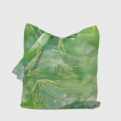 Сумка-шоппер Абстрактный зеленый мрамор с золотым