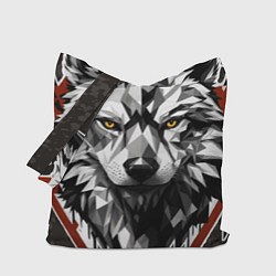 Сумка-шопер Черный волк - полигональная голова зверя, цвет: 3D-принт