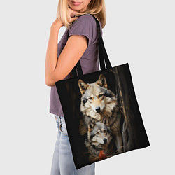 Сумка-шопер Волчица с волчонком, цвет: 3D-принт — фото 2