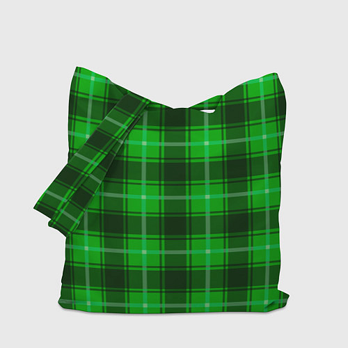 Сумка-шоппер Шотландка ярко-зелёный / 3D-принт – фото 1
