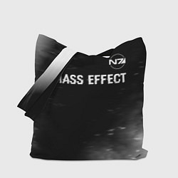Сумка-шоппер Mass Effect glitch на темном фоне: символ сверху