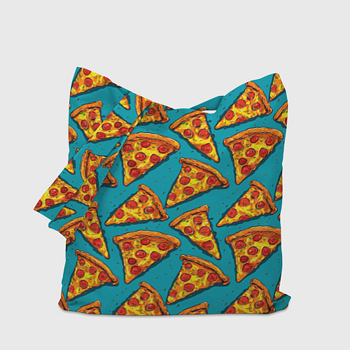 Сумка-шоппер Кусочки пиццы на синем фоне / 3D-принт – фото 1