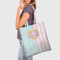 Сумка-шопер Кен плюс Барби: сплит розовых и голубых полосок, цвет: 3D-принт — фото 2