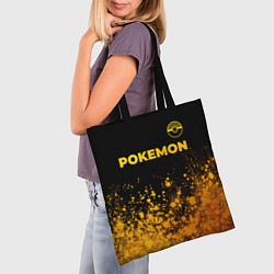 Сумка-шопер Pokemon - gold gradient: символ сверху, цвет: 3D-принт — фото 2