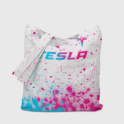 Сумка-шоппер Tesla neon gradient style: символ сверху