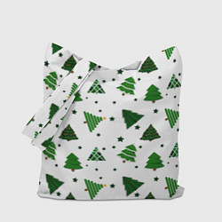 Сумка-шопер Узор с зелеными елочками, цвет: 3D-принт