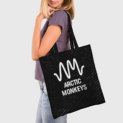 Сумка-шопер Arctic Monkeys glitch на темном фоне, цвет: 3D-принт — фото 2