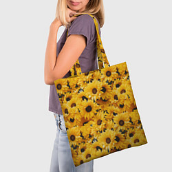 Сумка-шопер Желтые объемные цветы от нейросети, цвет: 3D-принт — фото 2